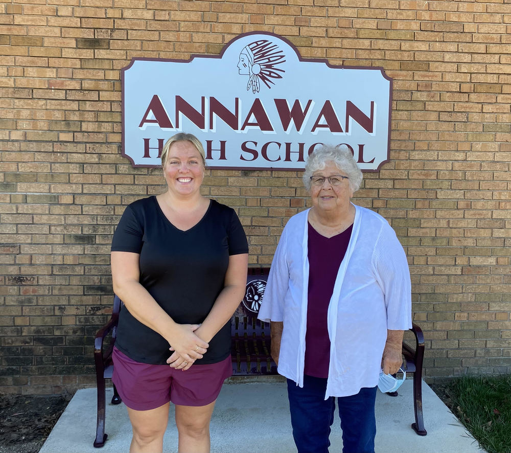 image of Amber Jannie and Joyce Thurston in front of the School