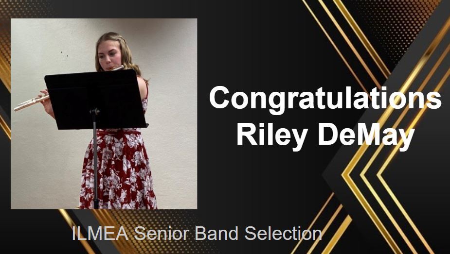 Riley playing a flute announcement of ILMEA Senior Band Selection