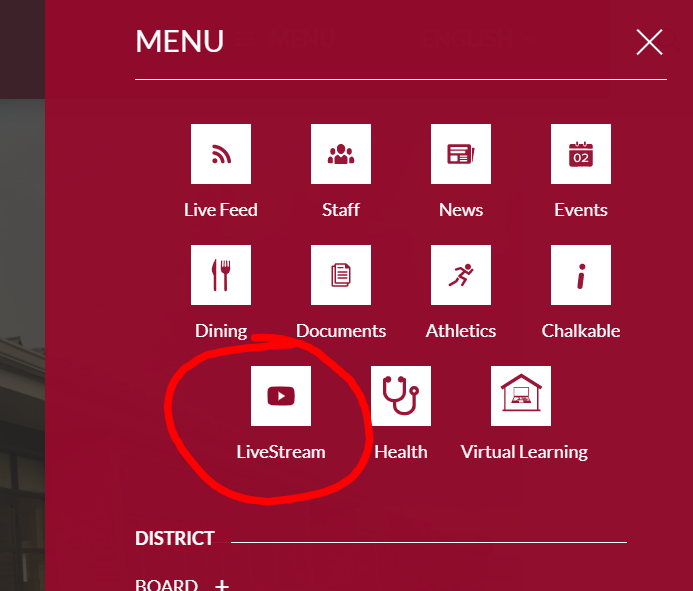 live stream icon - picture of our school web-site menu