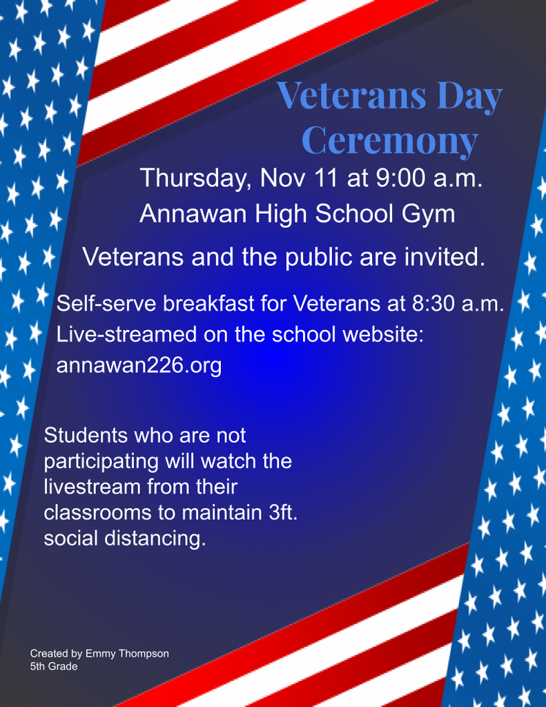 Veterans Day Thursday, Nov 11, Annawan high School