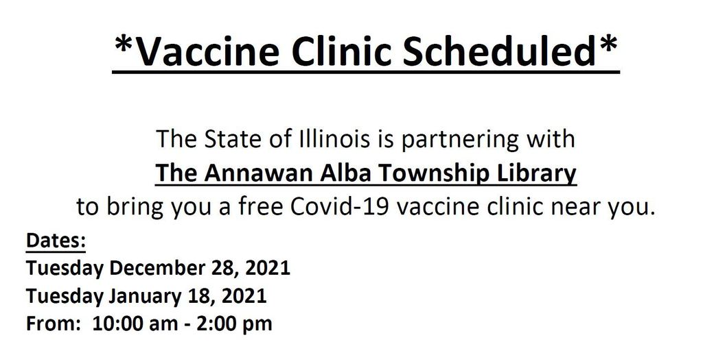 Vaccine Clinic Scheduled for Tuesday December 28, and Tuesday January 18