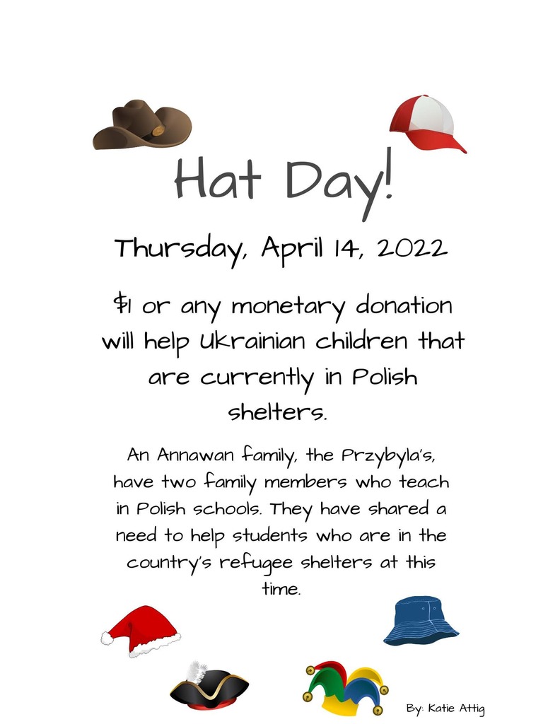 Flyer about HAT DAY and the proceeds going to Polish Shelters helping with Ukrainian Refugees.